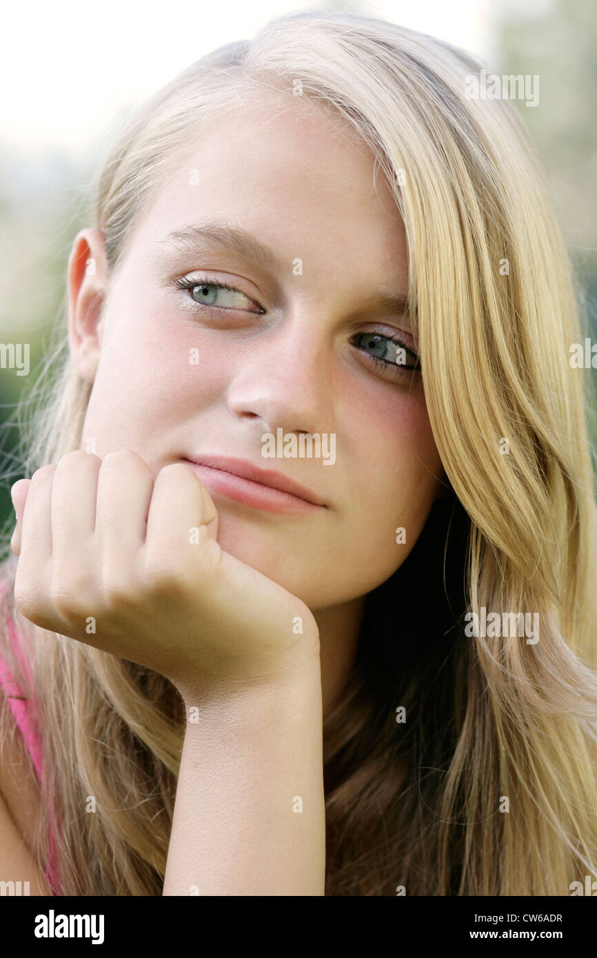 young blond girl Stock Photo