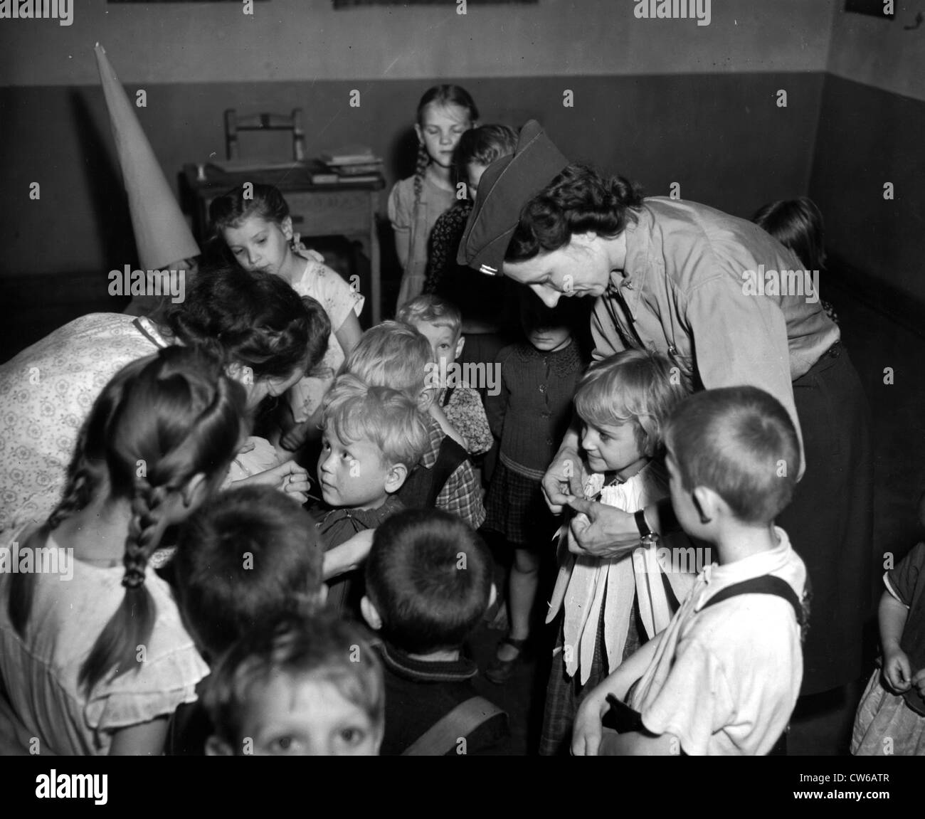 Polish children in a Displaced Persons Camp at Bensheim (Germany) June 19, 1945 Stock Photo