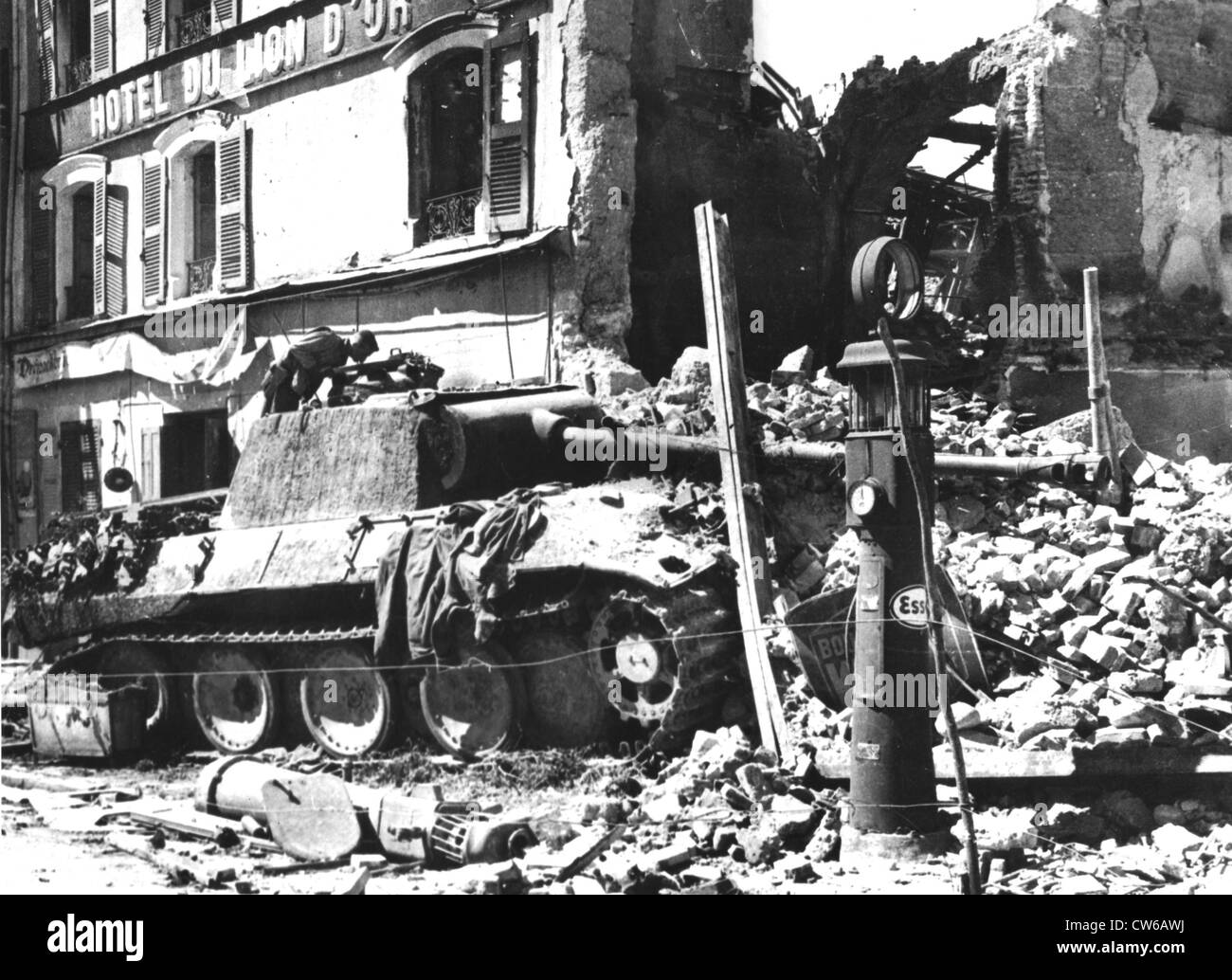 A knocked out German Mark VI Tiger tank in Meximieux (France) September 1944 Stock Photo