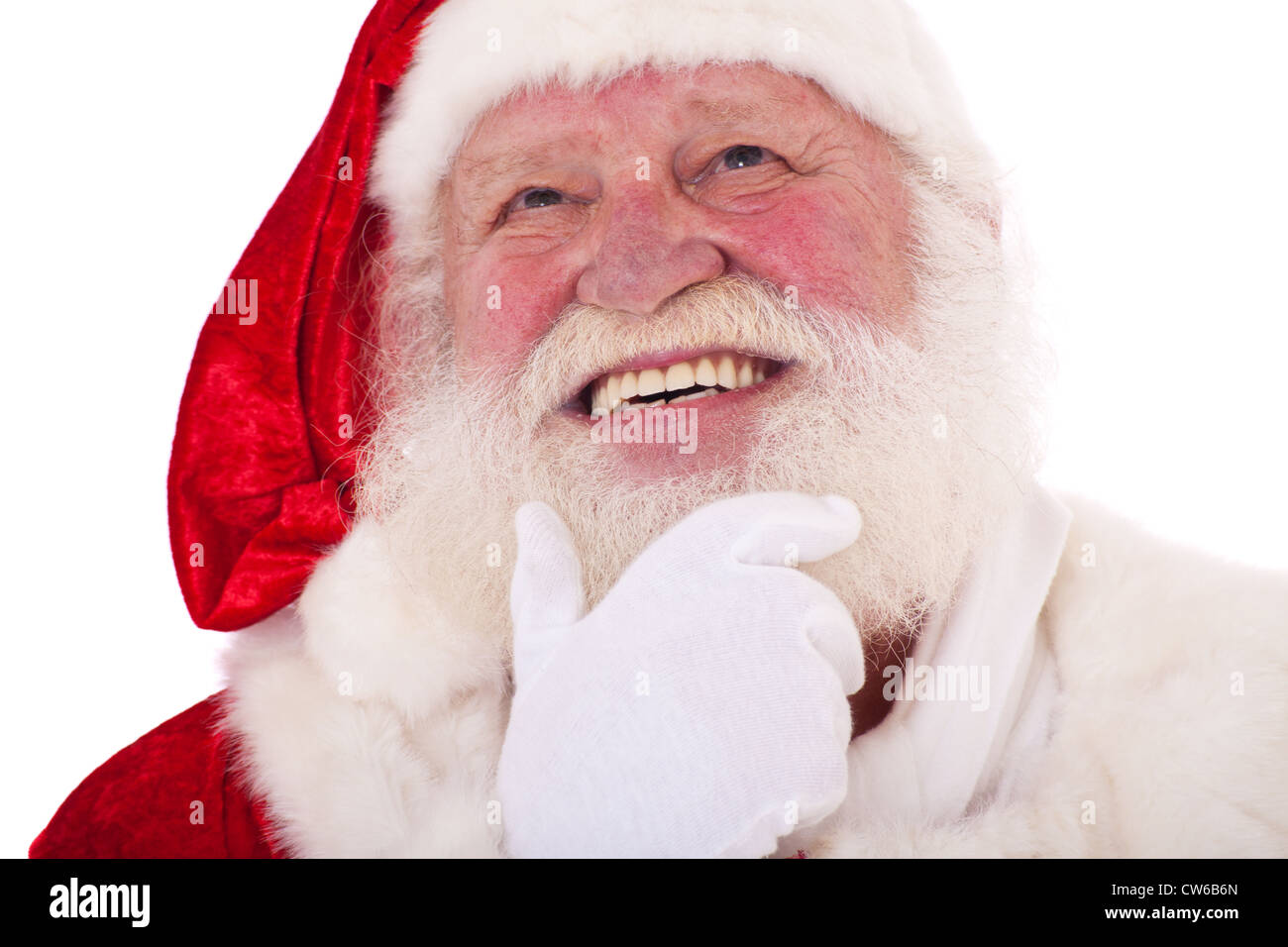 Portrait of smiling Santa Claus. All on white background Stock Photo ...