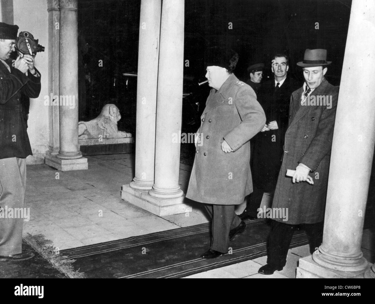 Bristish Prime Minister arrives at the Livadia Palace in Yalta (URSS) Feb.1945 Stock Photo