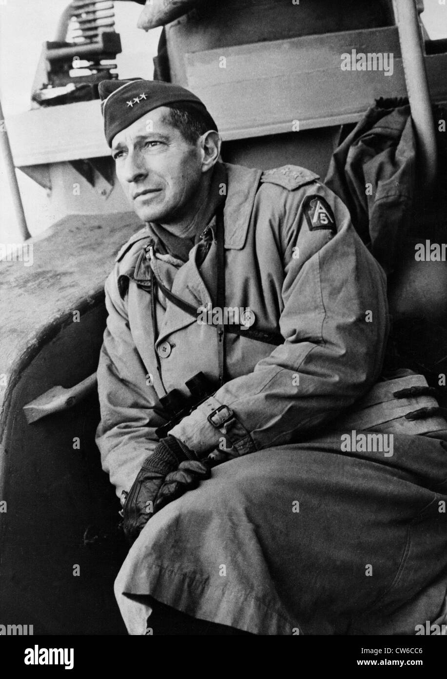 U.S  General Clark en route to Anzio-Nettuno beachhead, (January, 22, 1944) Stock Photo