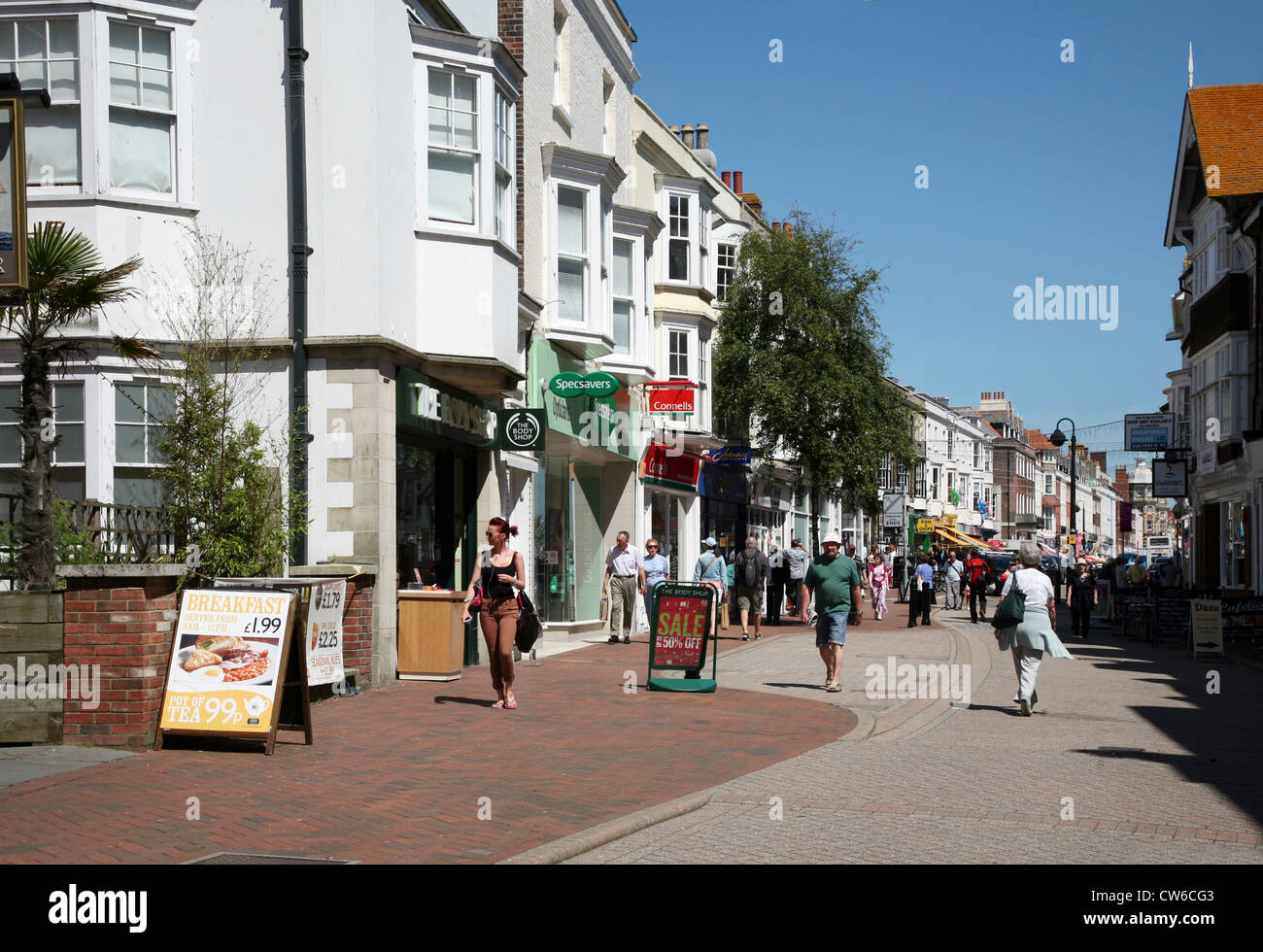 England Dorset Weymouth St Thomas Street one of two main shoping Stock