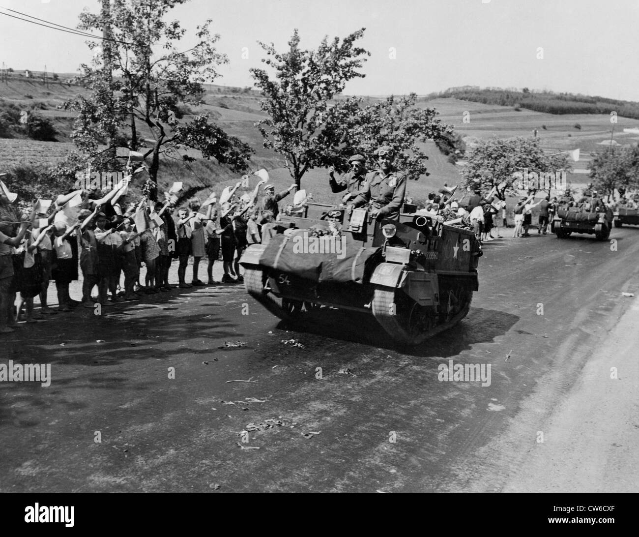 Czechoslovakian troops are welcomed home in Pilsen (May 18, 1945) Stock Photo