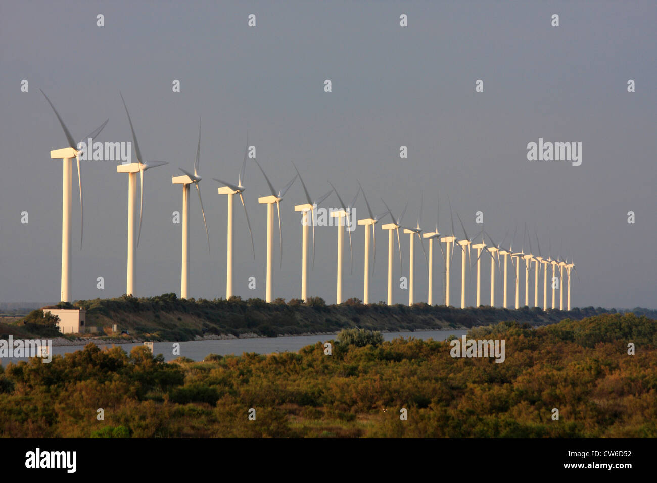 windpark in the Camargue, France, Camargue Stock Photo