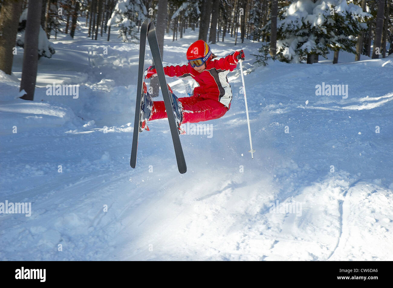 child falling at skiing Stock Photo - Alamy