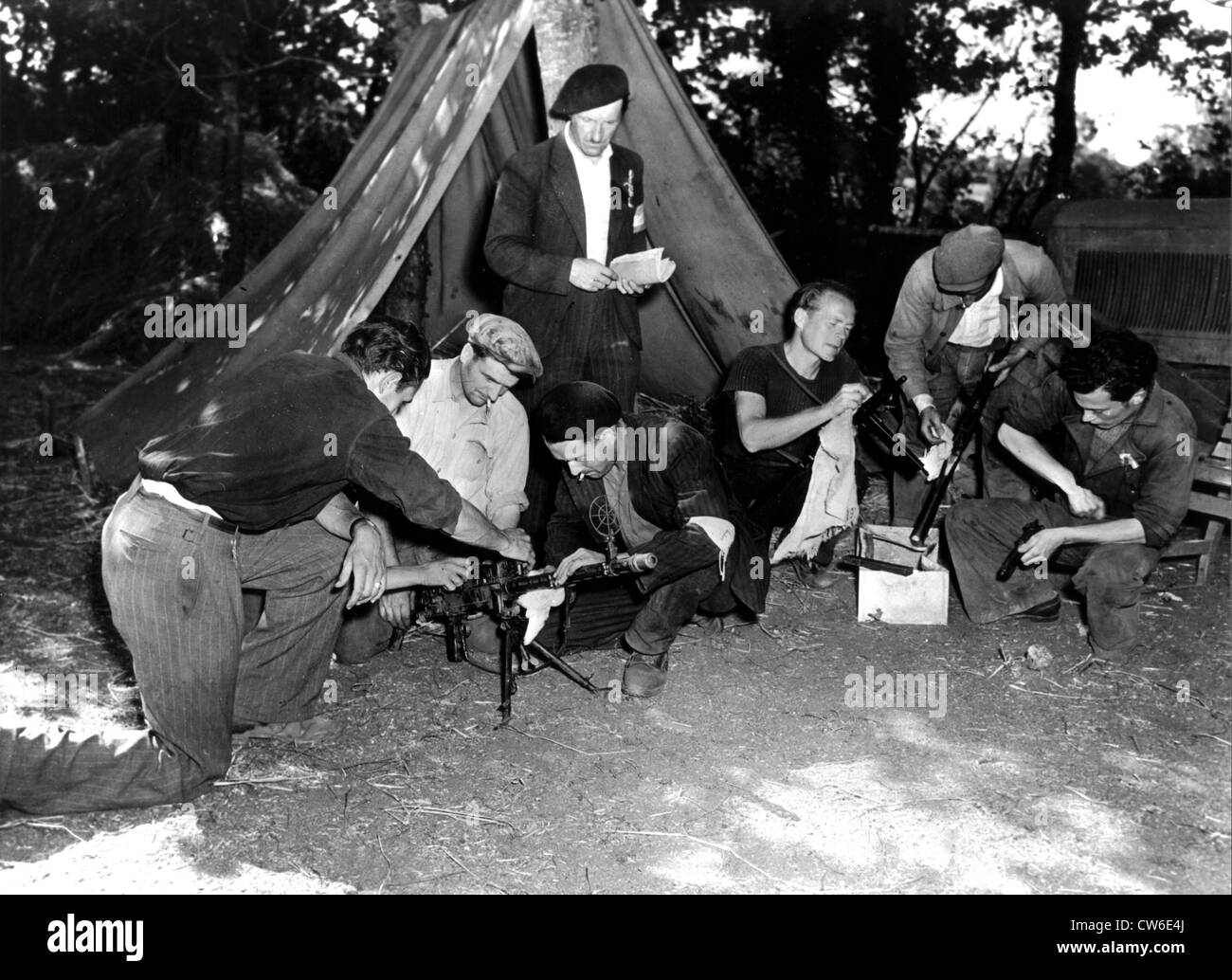 Men of the Maquis prepare for action in Brittany, Summer 1944 Stock Photo