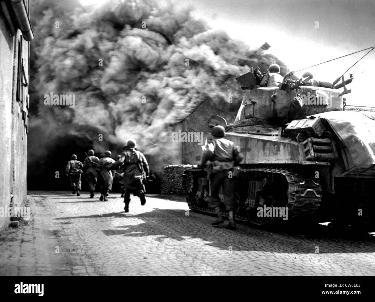 American troops advance in Wernberg, April 22, 1945 Stock Photo