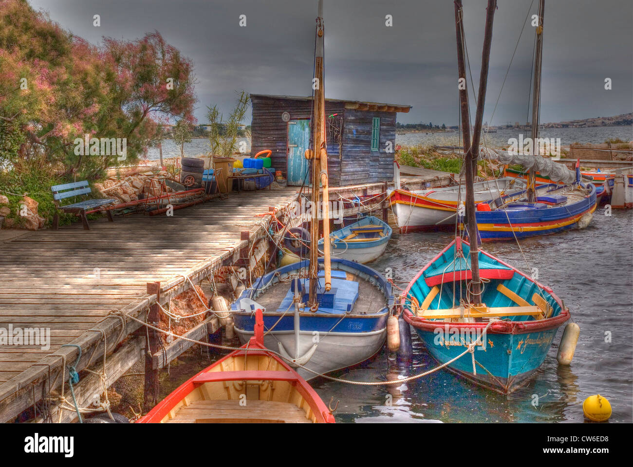 France: the harbour at Bouzigues. Stock Photo
