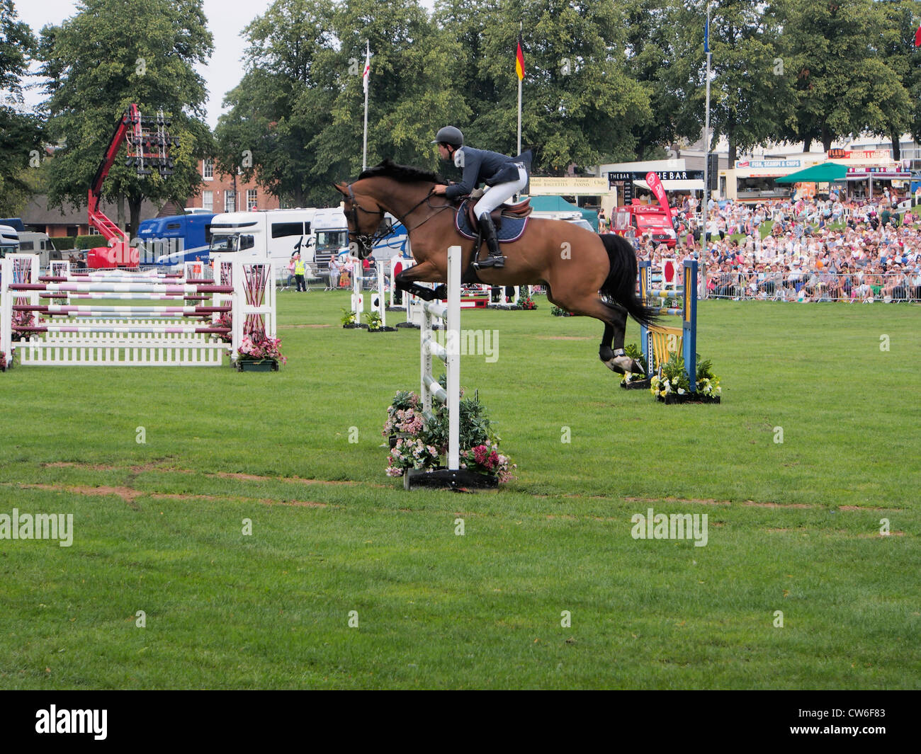 horse jumping competition Stock Photo Alamy