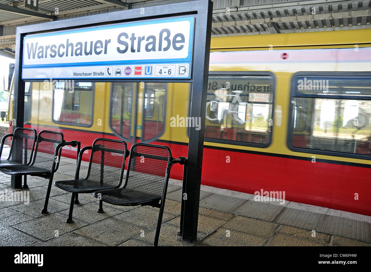 railway station Warschauer Strasse, Germany, Berlin Stock Photo
