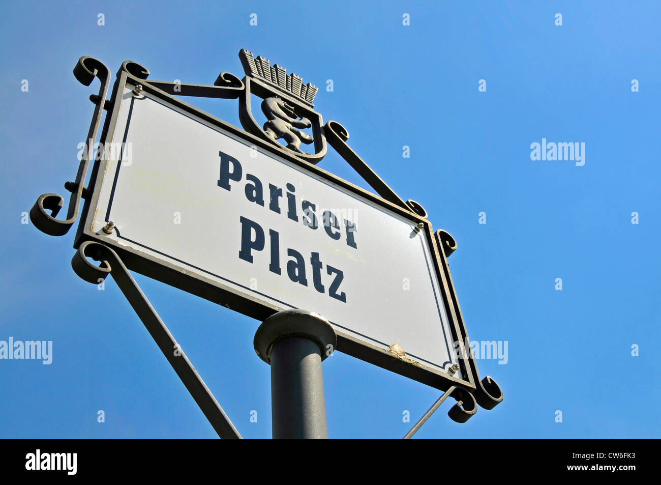 Pariser Platz, sign at Brandenburg Gate Stock Photo