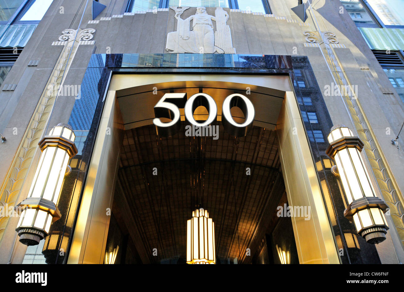 entrance of  an art deco high-rise building, USA, Manhattan, New York City Stock Photo