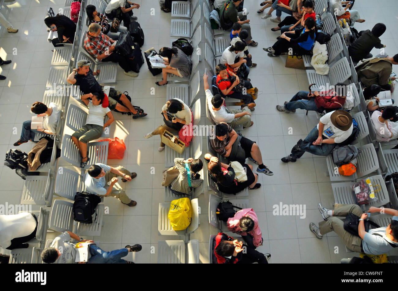 waiting passengers, Suvarnabhumi International Airport, Thailand, Bangkok Stock Photo