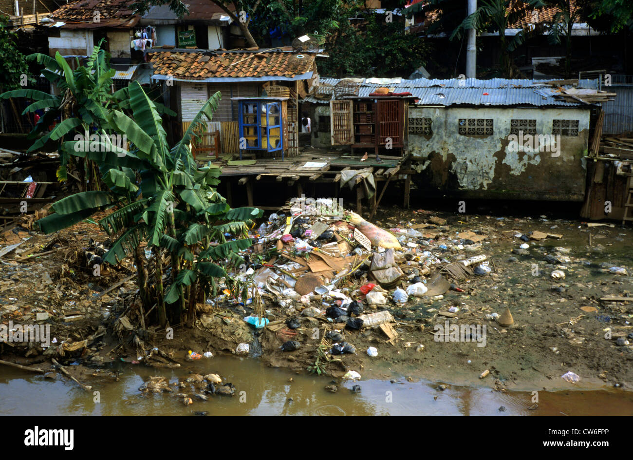 slums, Indonesia, Java, Jakarta Stock Photo