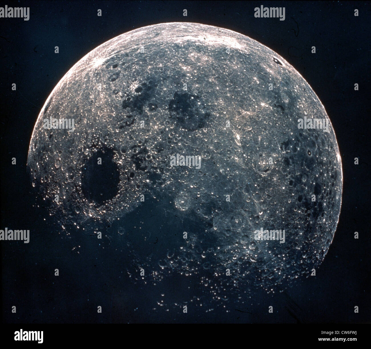 Apollo 8 -view of nearly full Moon (December 24, 1968) Stock Photo
