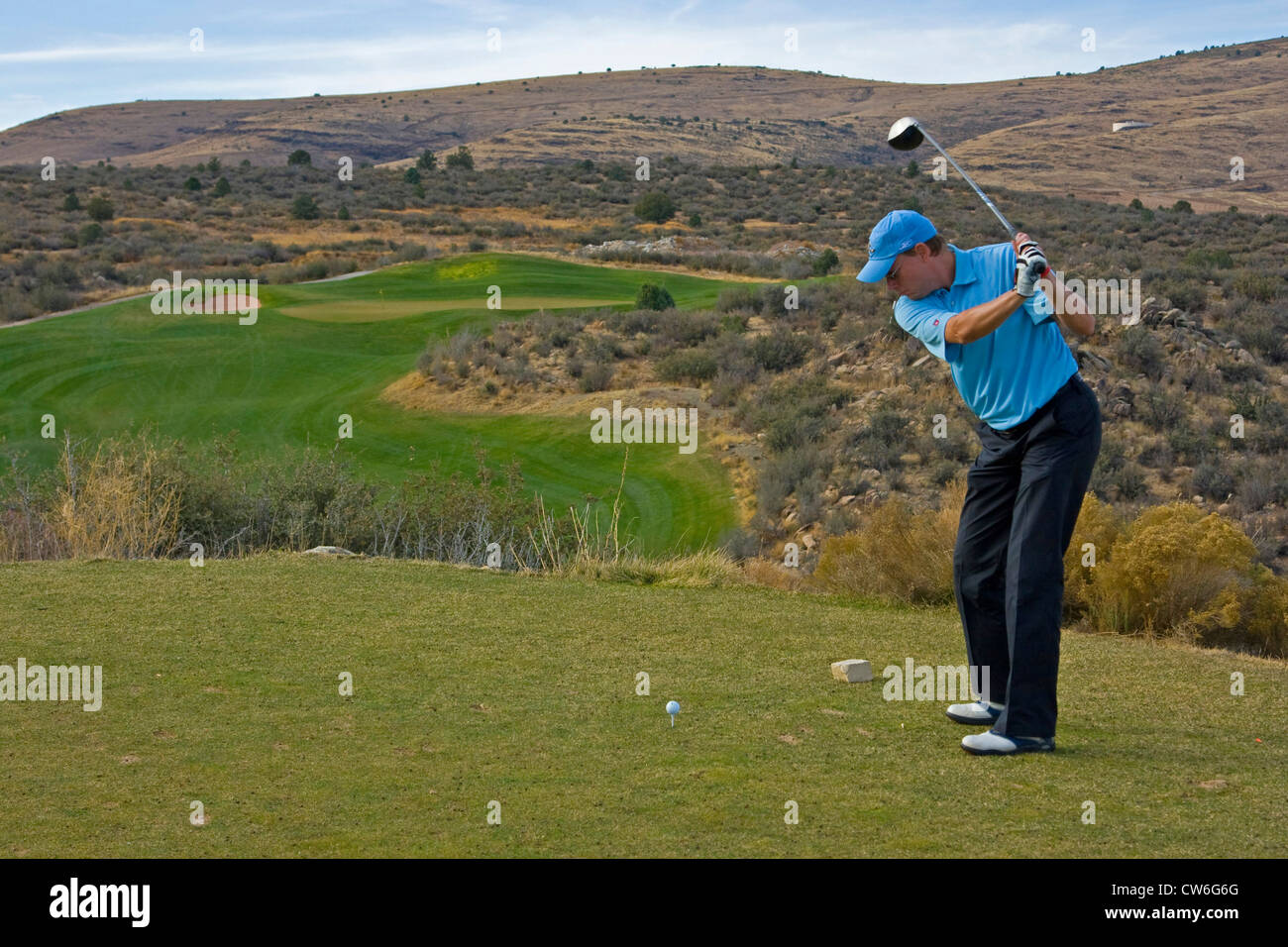 golfer at golf course Prescott in an altitude of 1600 metres, USA