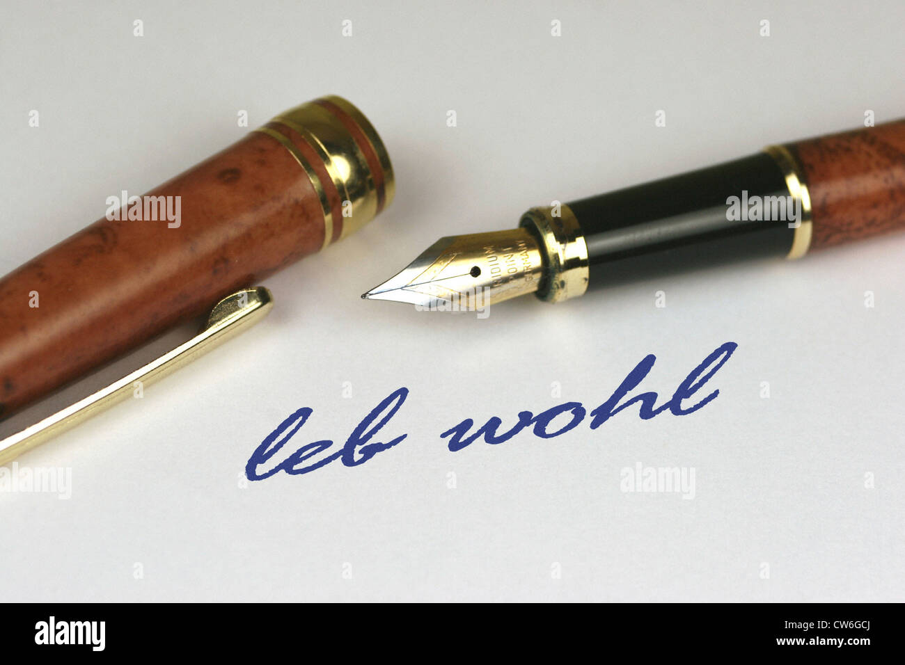 fountain-pen and farewell letter Stock Photo