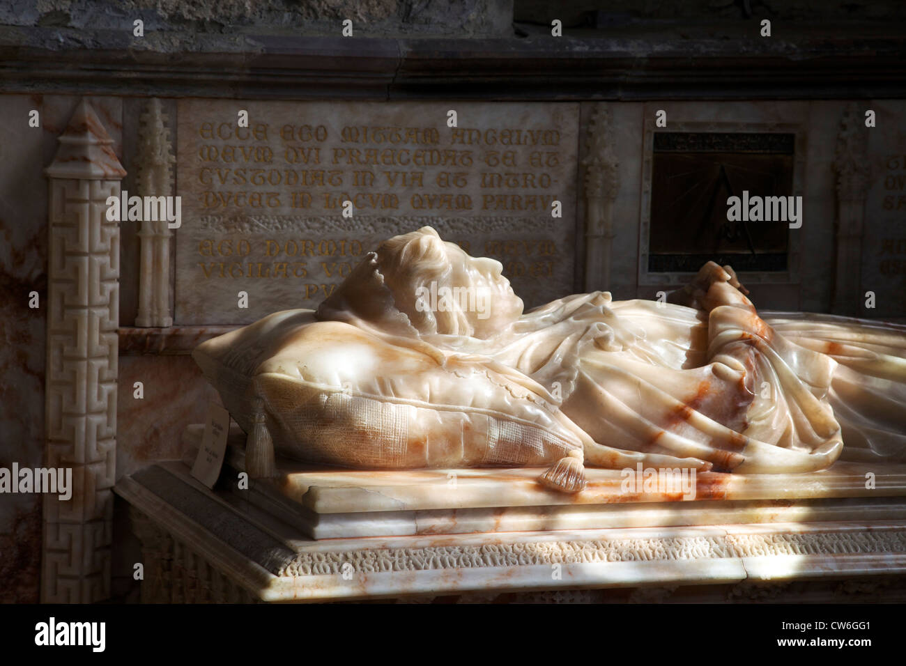 Tomb of Lady Maidstone in St. Davids Cathedral,  Pembrokeshire National Park, Wales, United Kingdom, UK, GB Stock Photo