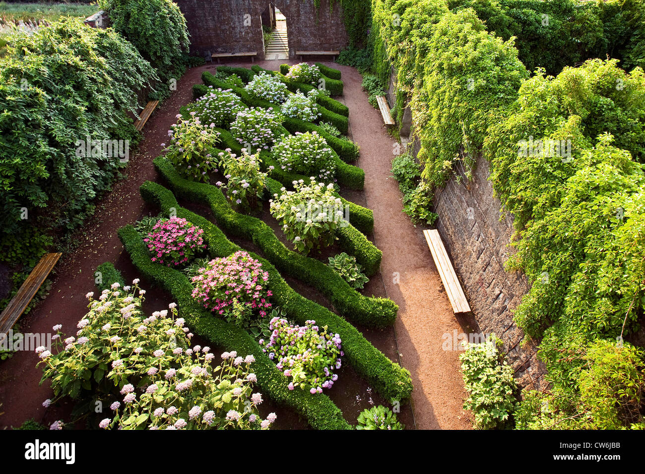 flowerbeds on former industrial ground in the landscape park Duisburg North, Germany, North Rhine-Westphalia, Ruhr Area, Duisburg Stock Photo