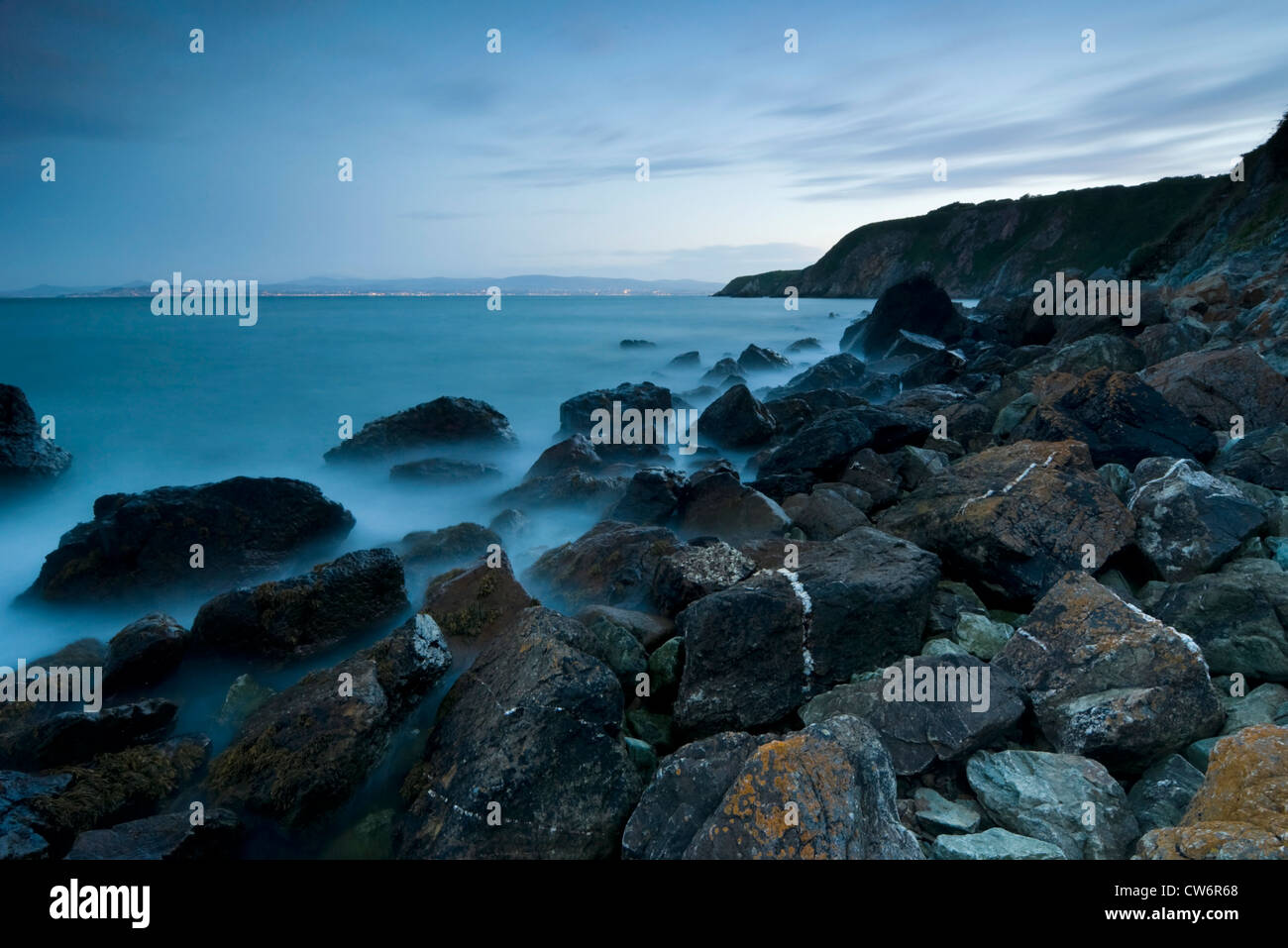 Evening at Irish Sea, Howth Peninsula, Ireland Stock Photo