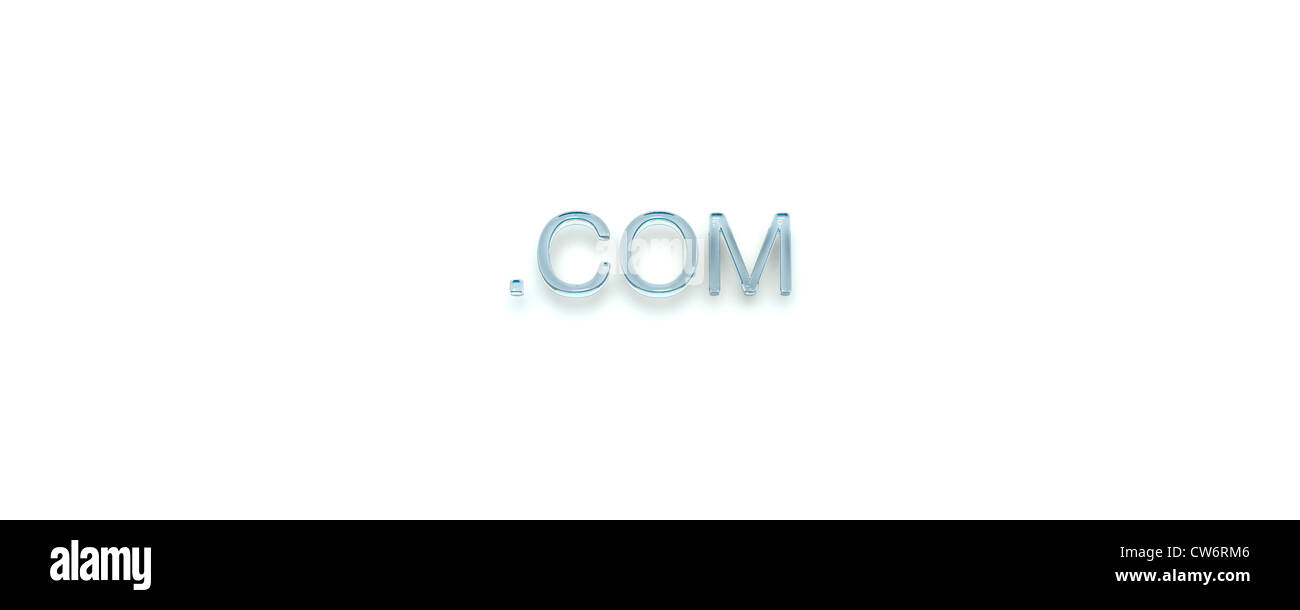 3D Key Word ".COM" Glass Style Stock Photo - Alamy