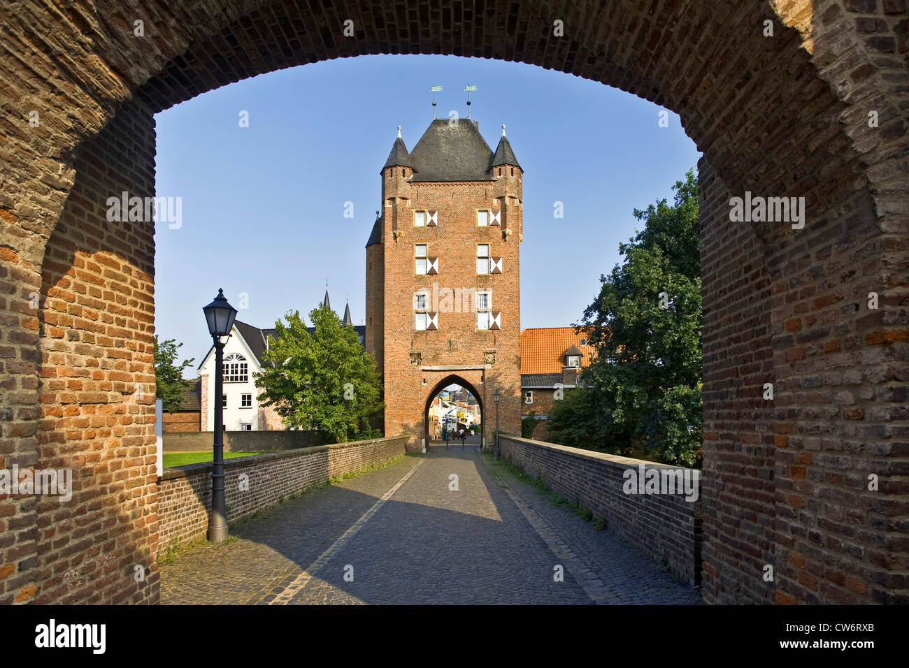 Klever Tor, Klever gate, view on inner gate from outer gate, Germany, North Rhine-Westphalia, Ruhr Area, Xanten Stock Photo