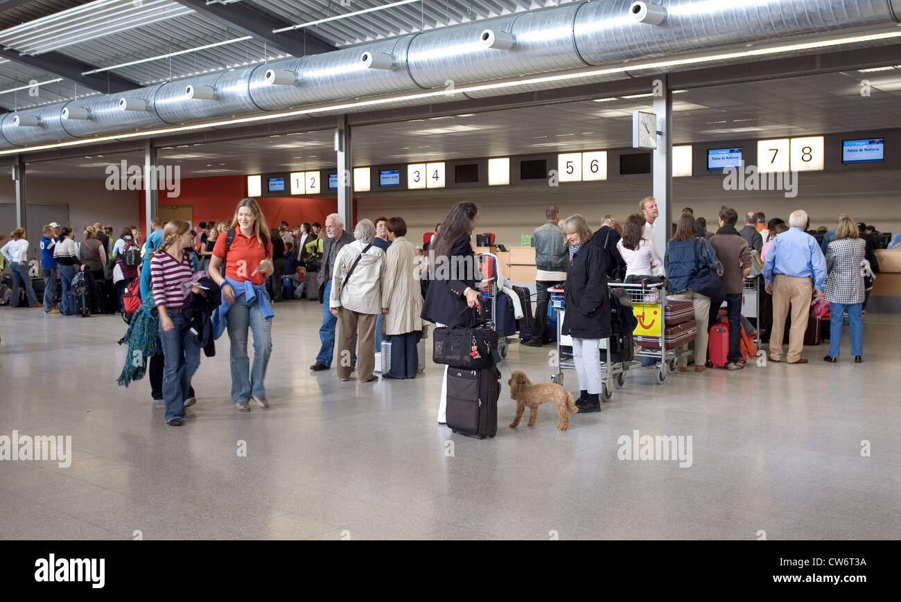 Baden-Baden, travelers in the terminal of the Baden Airpark Stock Photo