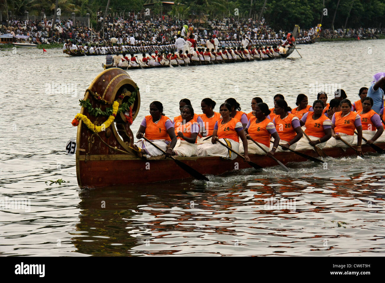 rowers from nehru trophy snakeboat race  or chundan vallam race in alappuzha  back waters formerly known  alleppey,kerala,india,snake boat race Stock Photo