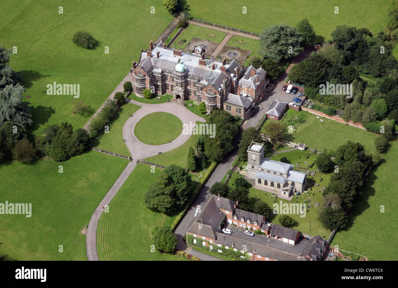 aerial view of Ingestre Hall and Arts Centre, Stafford Stock Photo