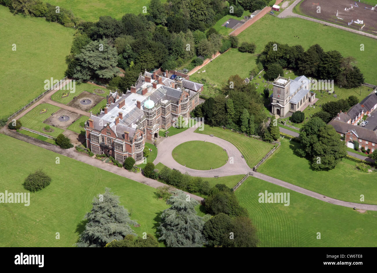 aerial view of Ingestre Hall and Arts Centre, Stafford Stock Photo
