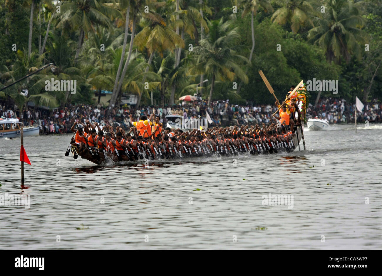 rowers from nehrutrophy boat race in alappuzha  back waters formerly known as alleppey,kerala,india Stock Photo