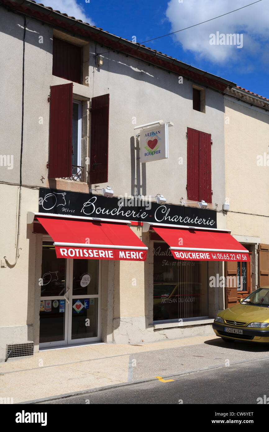 Boucherie Charcouterie in Puy-l'Eveque Stock Photo