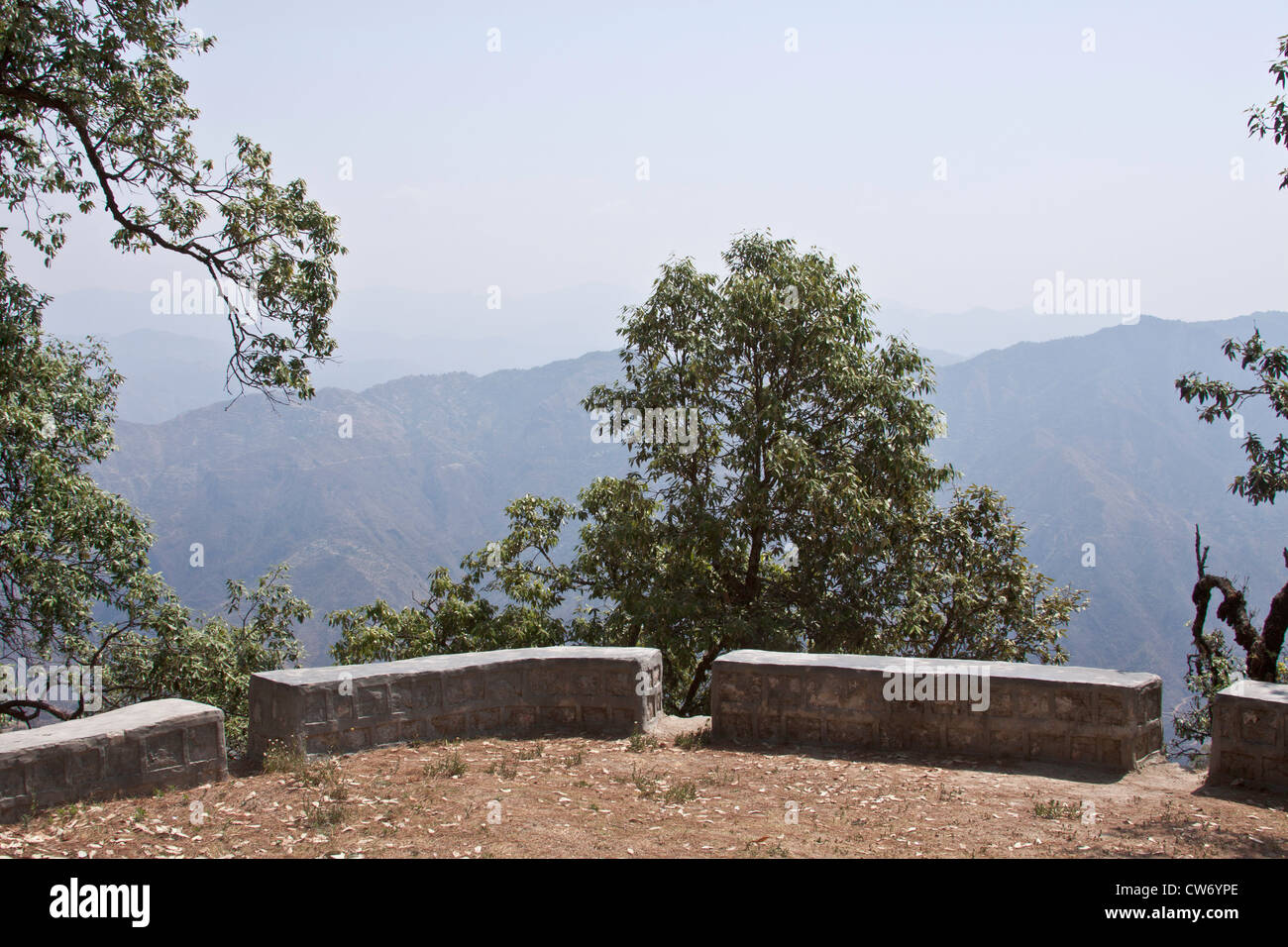 Edge of Tip n Top point in Lansdowne in Uttarakhand in North India, a high point for a great vantage view of mountain ranges Stock Photo