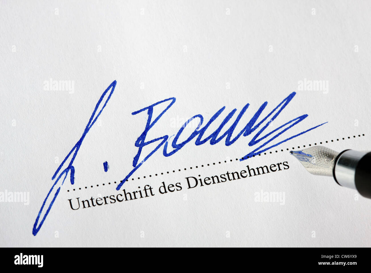 The signature is affixed below a service contract Stock Photo - Alamy