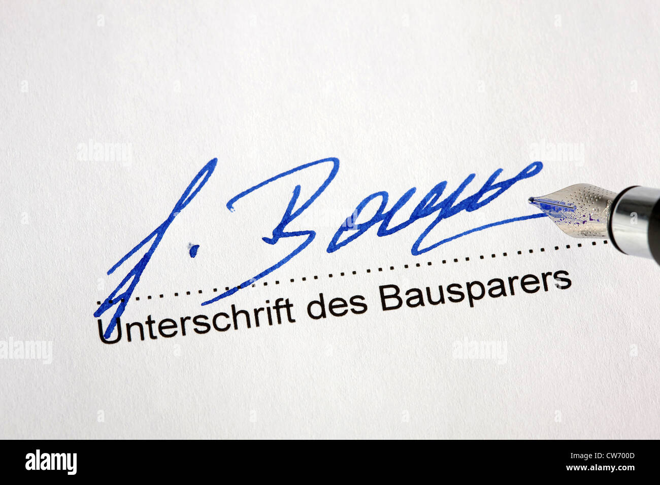 Signature of saver below a building society contract Stock Photo Alamy