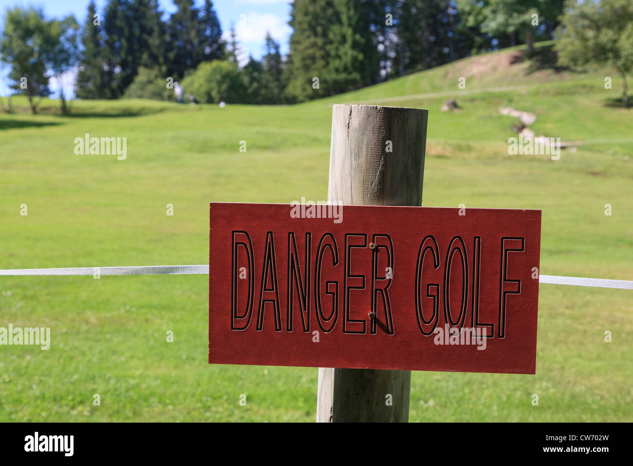 Golf Course Damage. Sign Golf Danger sign Stock Photo - Alamy