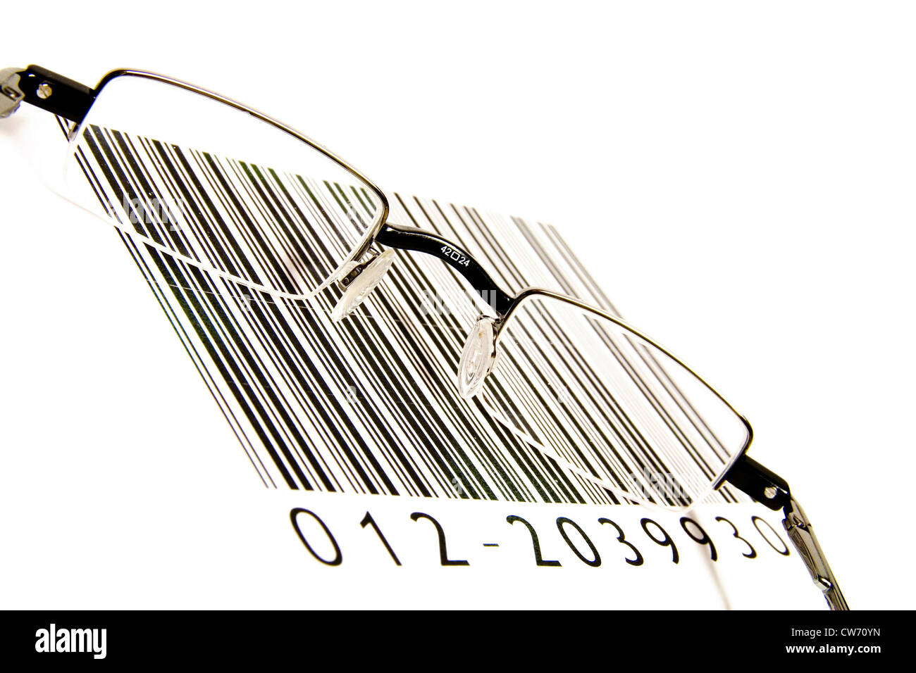 bar code and a readingglasses Stock Photo Alamy