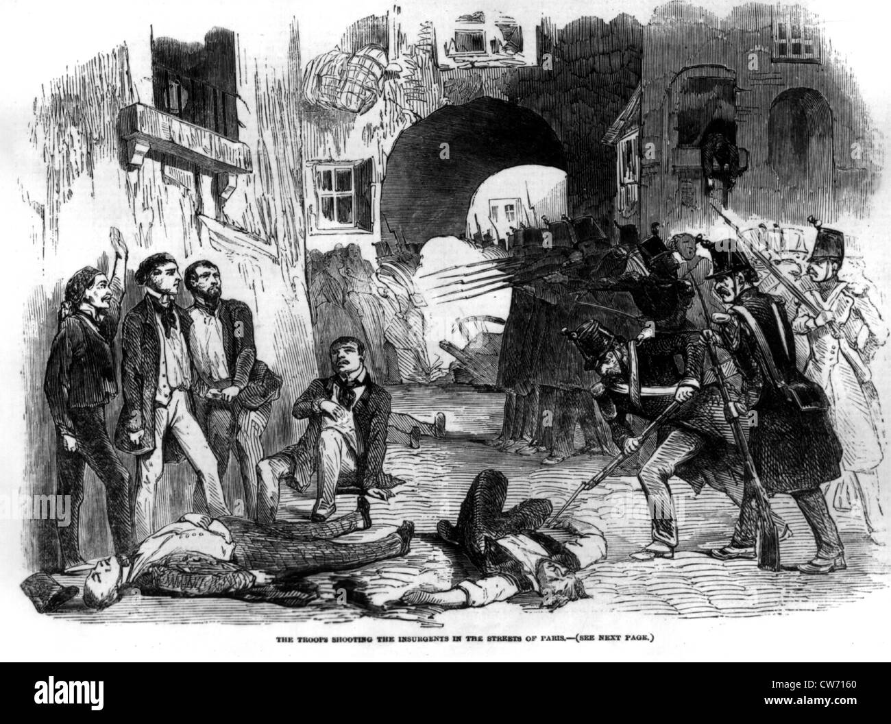 On December 2, 1851 and the following days, the rebels are shooted in the streets by the soldiers Stock Photo