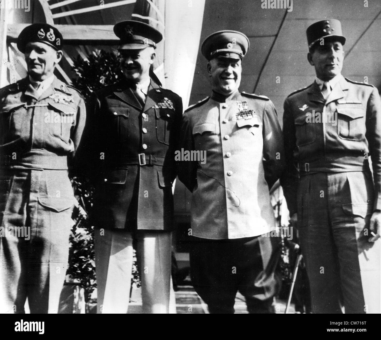 Berlin. The allies: Eisenhower, Montgomery, Delattre, Zhukov Stock Photo