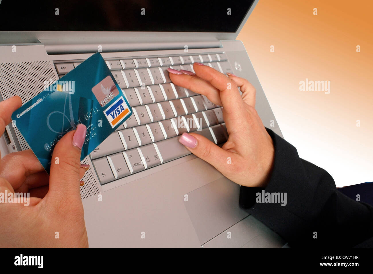 credit card payment via internet Stock Photo