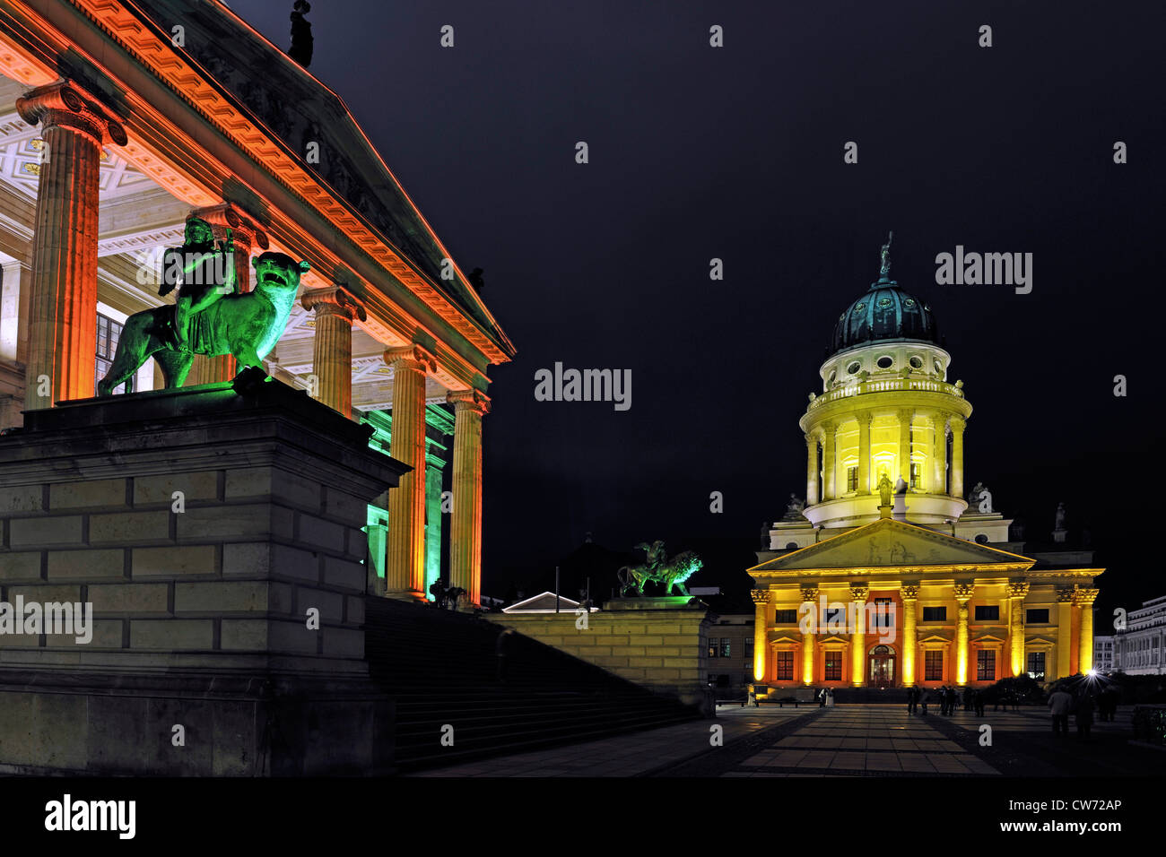 Konzerthaus, on the left, and French Cathedral at Gendarmenmarkt, Germany, Berlin Stock Photo