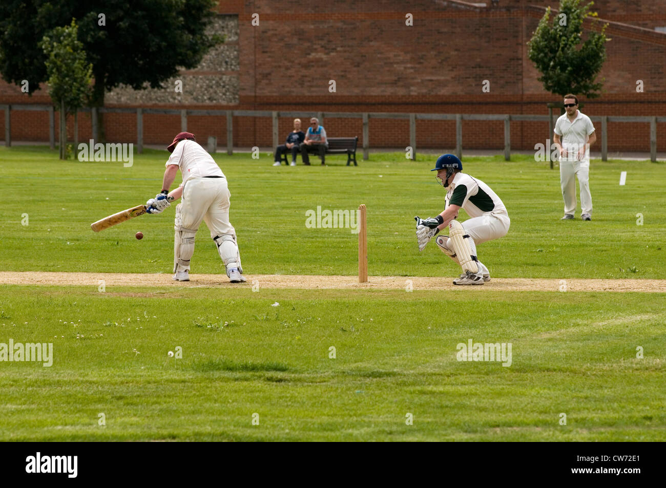 cricket match village green play playing players bat batsman bowler