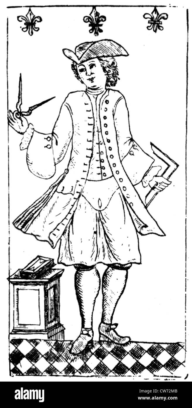 Facsimile of the eldest known engraving of a Free Mason wearing his traditional costume Stock Photo
