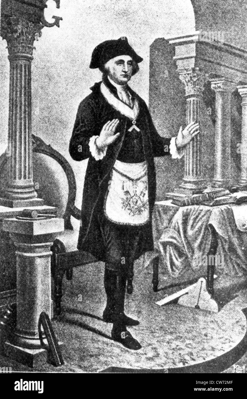George Washington wearing the traditional freemason costume Stock Photo