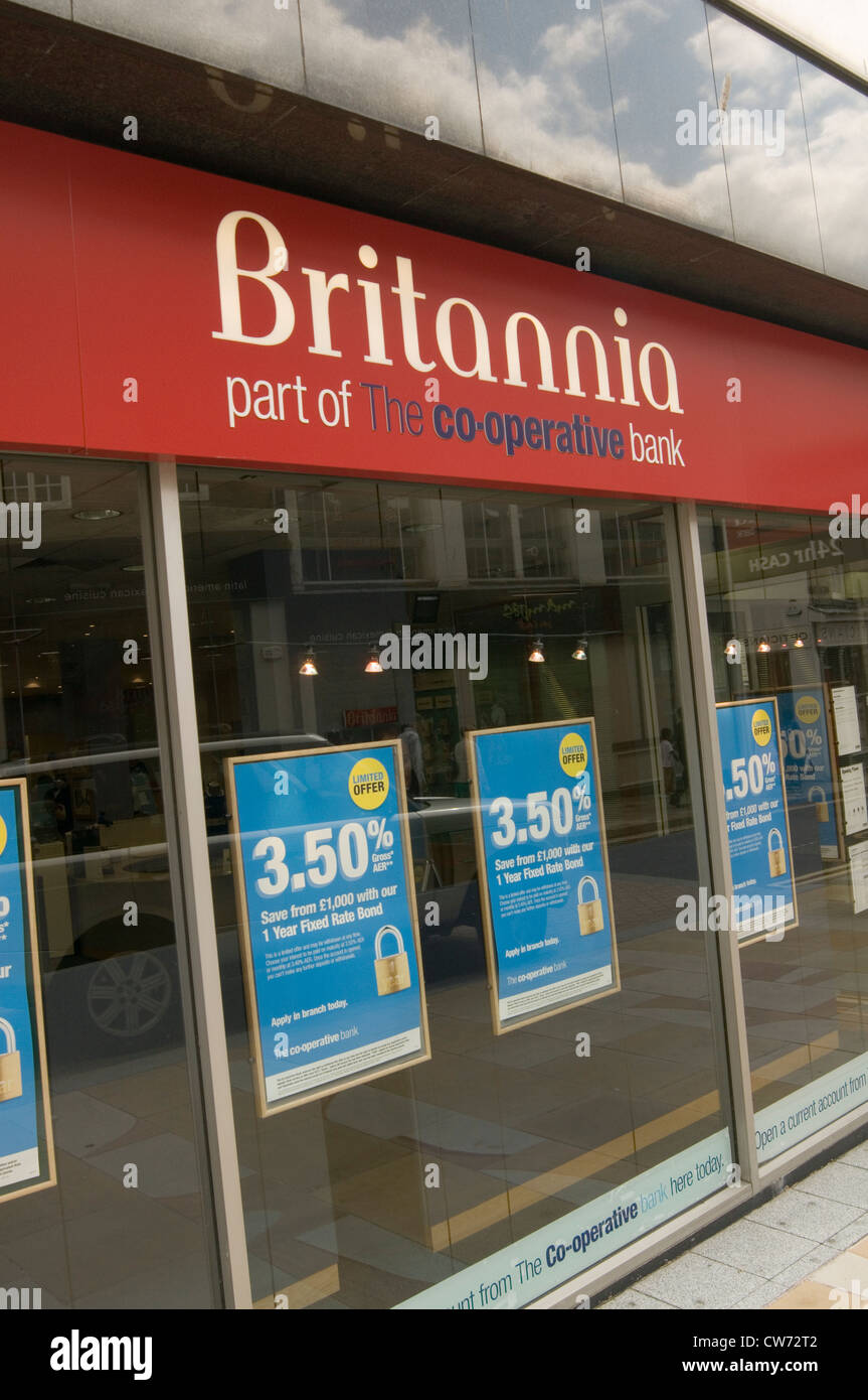 britannia co op coop co-operative building society uk high street banking bank lender lending Stock Photo