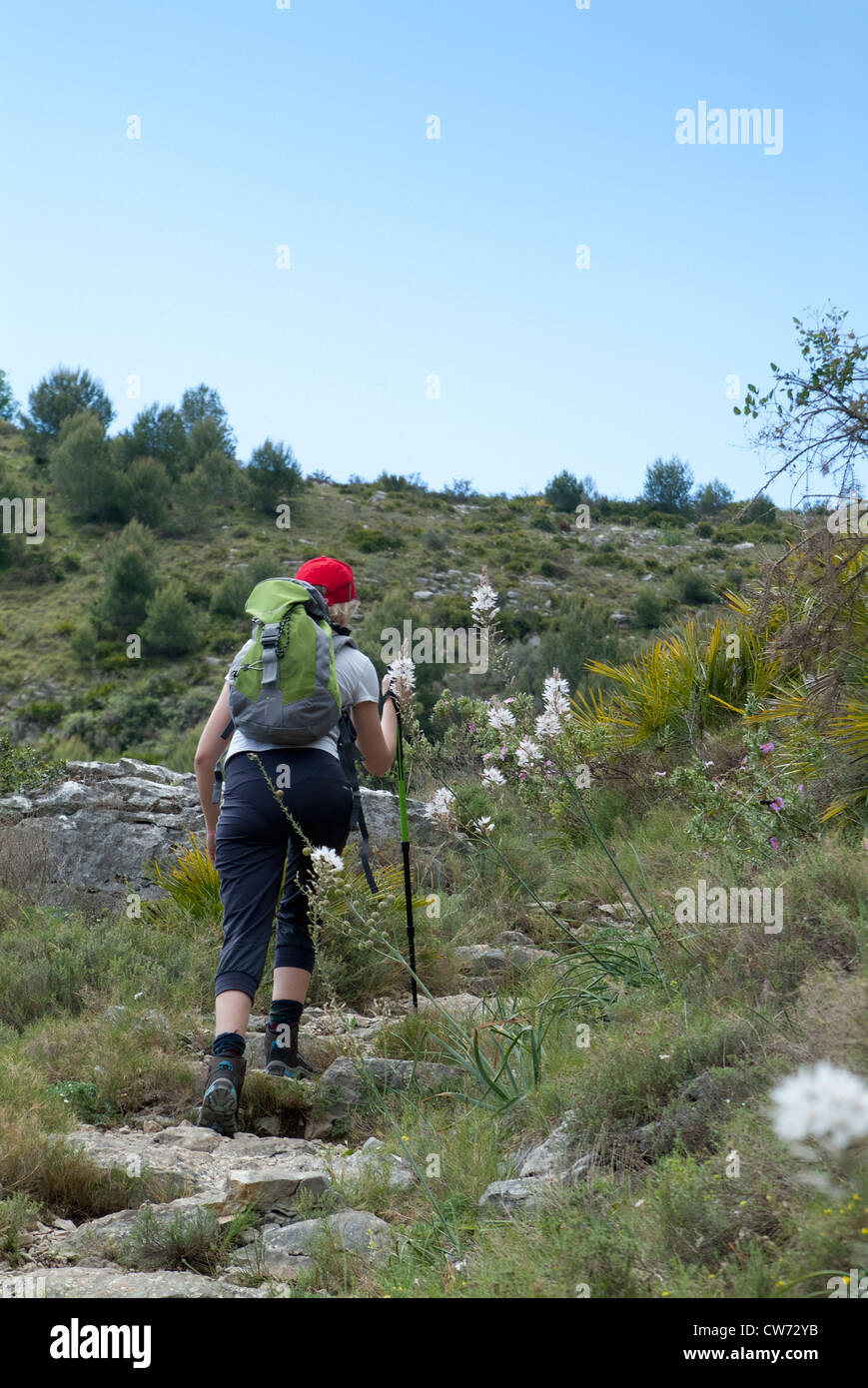 Hiking in the Vall de Laguar, province of Alicante, Valencia, Spain Stock Photo