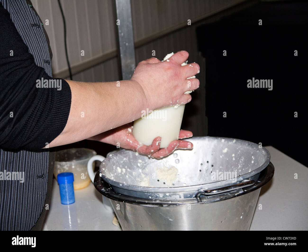 Making Wensleydale Cheese in Hawes North Yorkshire England Stock Photo