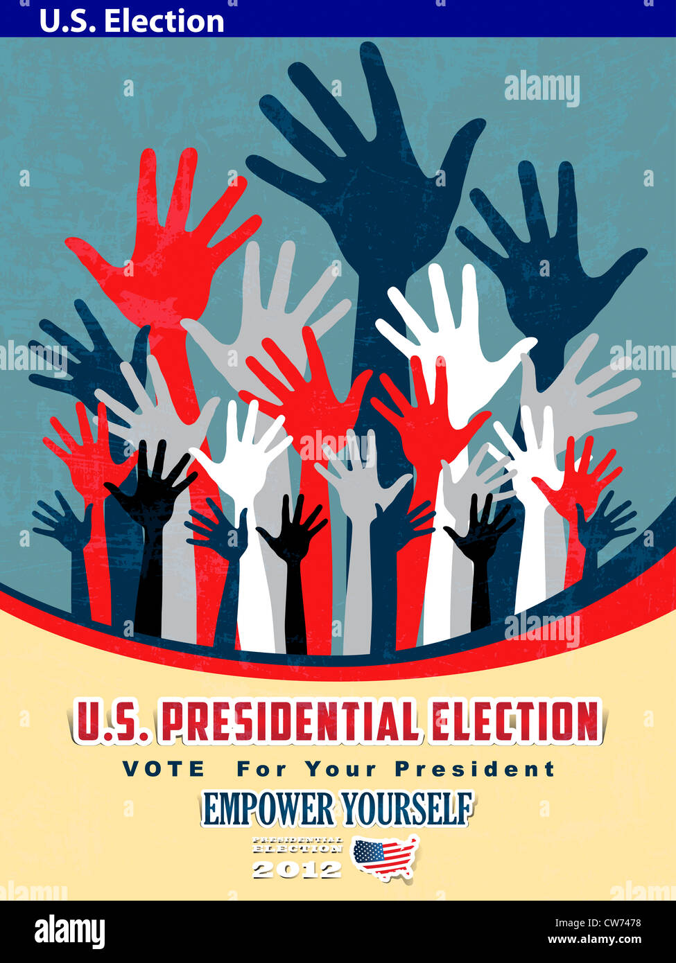 2012 U S  Presidential Election poster and background Stock Photo