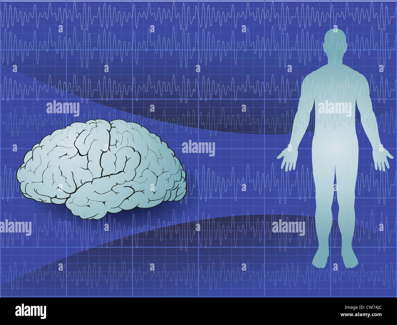 abstract background with human brain and brainwave Stock Photo - Alamy